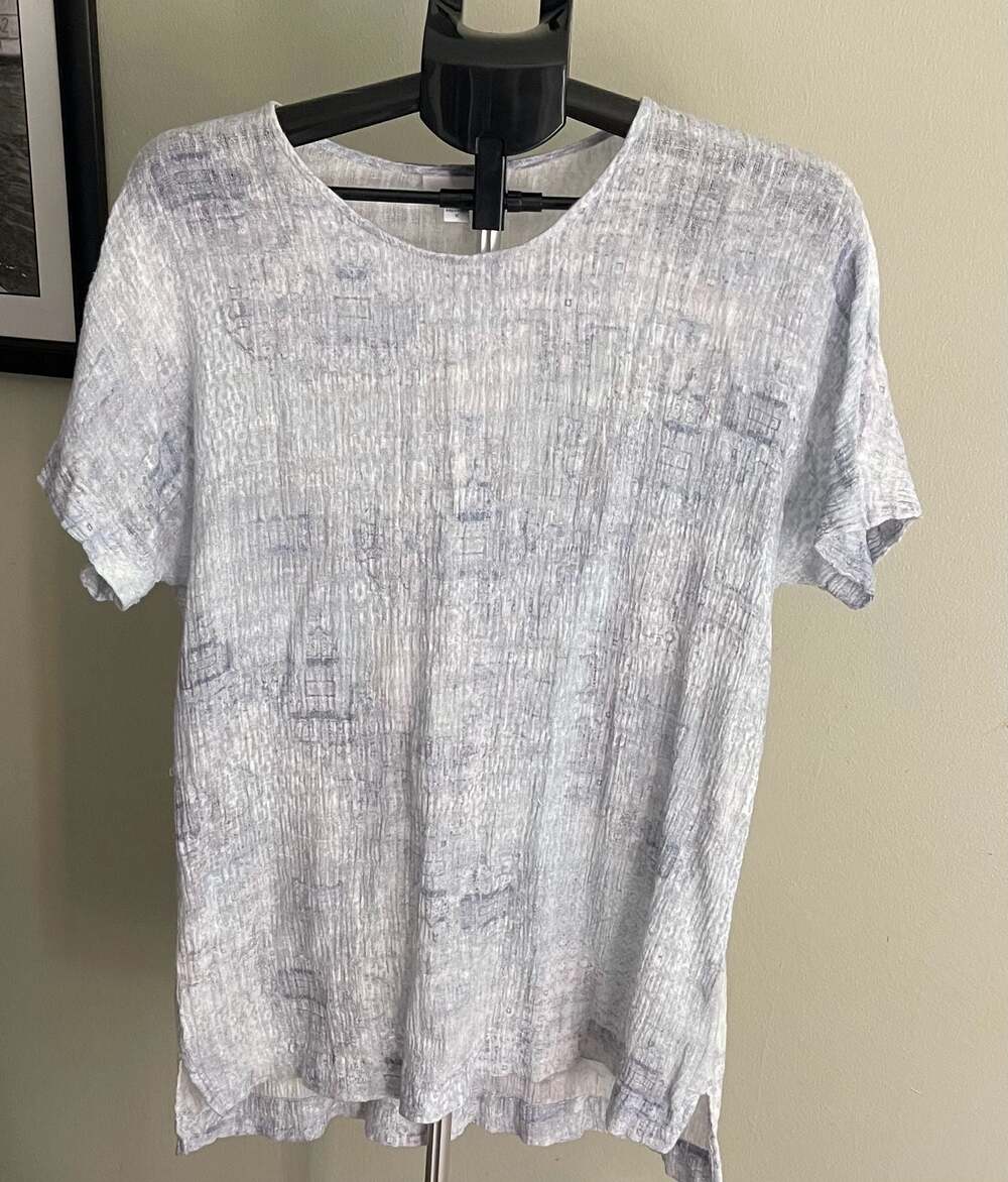 Lagenlook, Linen Cotton Crinkle Top, Blue White, Coastal, Capsule Wardrobe